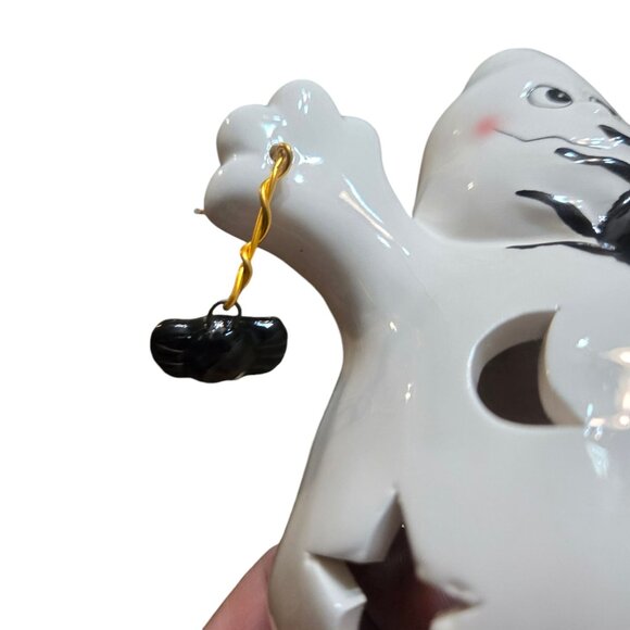 Ceramic Ghost and Spider Tea Light Holder Halloween Decor Candleholder - Picture 13 of 16